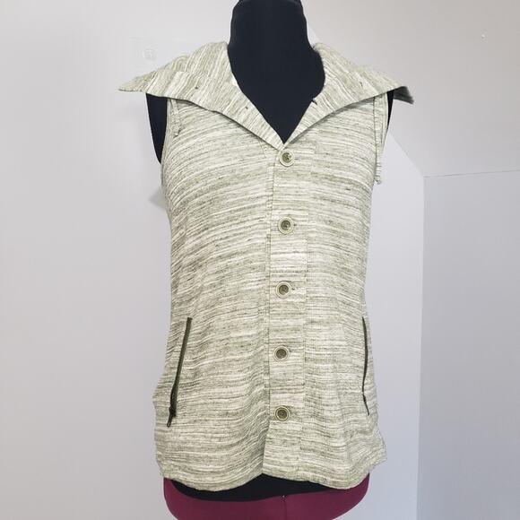 Matilda Jane Vest Green Marled Sweater Sleeveless Button Front Shawl Collar Sz S - Picture 3 of 15